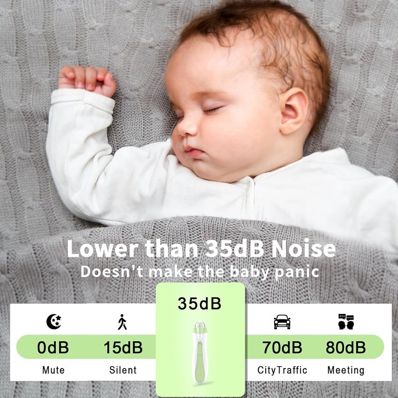 BSRGMS Baby Nail File Electric Baby Nail Care Set with LED Light, Baby Nail Clipper Electric for Newborn/Infants/Adults Toenails and Fingernails, 7 Grinding Head Replacement Pads, Green - Image 4